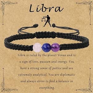 GolbalJew Zodiac Bracelets for Women Healing Crystal Stone 6mm Beads Bracelet Birthday Zodiac Gifts Horoscope Spiritual Bracelet