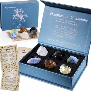 Sagittarius Astrology Gifts for Women, Birthday Gifts for Sister, Daughter, Best Friends, Natural Crystals & Healing Stones Zodiac Crystals Set, Christmas Idea Gifts for Coworker Girlfriends Mom Dad