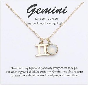TGOLM 14k Gold Plated Zodiac Birthstone Pendant Necklace, Horoscope Sign Charm Necklace for Women Girls' Birthday Gift